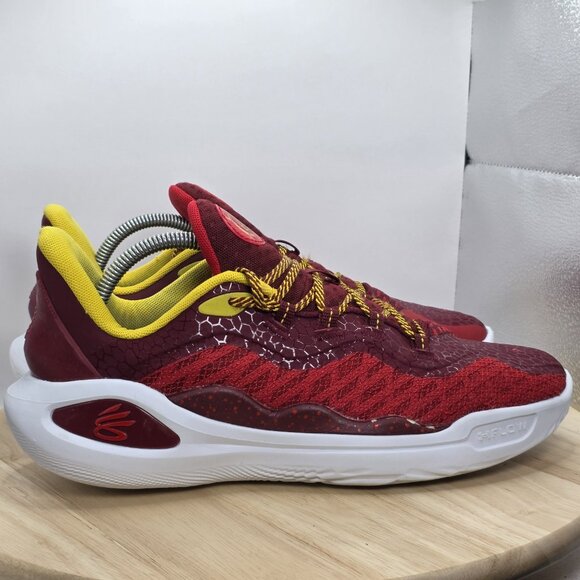 Men's 3026618-600 Under Armour Curry 11 Fire Sneaker Size 10 Red - UA Flow - Picture 3 of 11